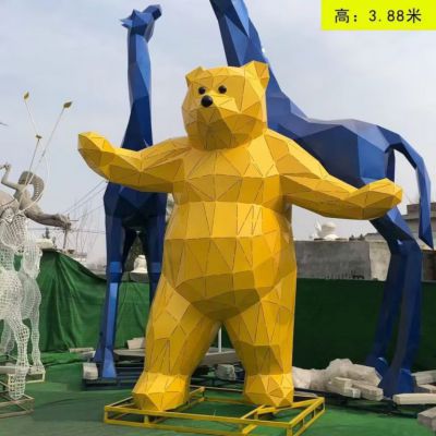 不锈钢切面熊猫雕塑 广场动物摆件